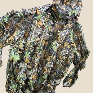 Unbranded Camouflage Ghillie Jacket Men L Green 3D Leafy Hunting Tactical Gear